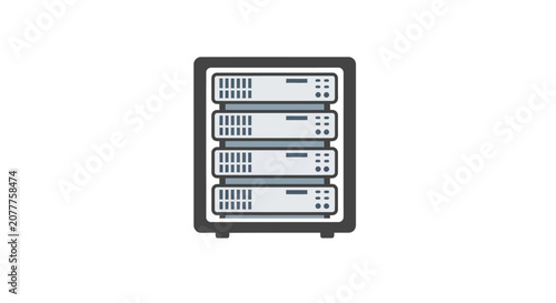 Illustration of a server rack, a visual representation of data center technology hardware