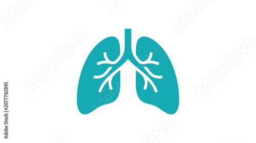 A simple teal icon representing human lungs on a white background