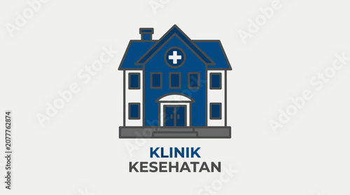 A simple flat vector illustration of a medical clinic building icon