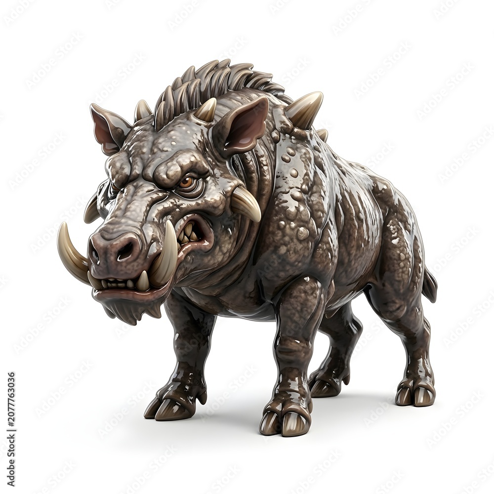 Fototapeta premium Fierce boar creature fantasy monster with tusks