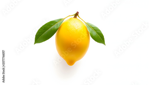 Lemon isolated on white background, digital art. White tone