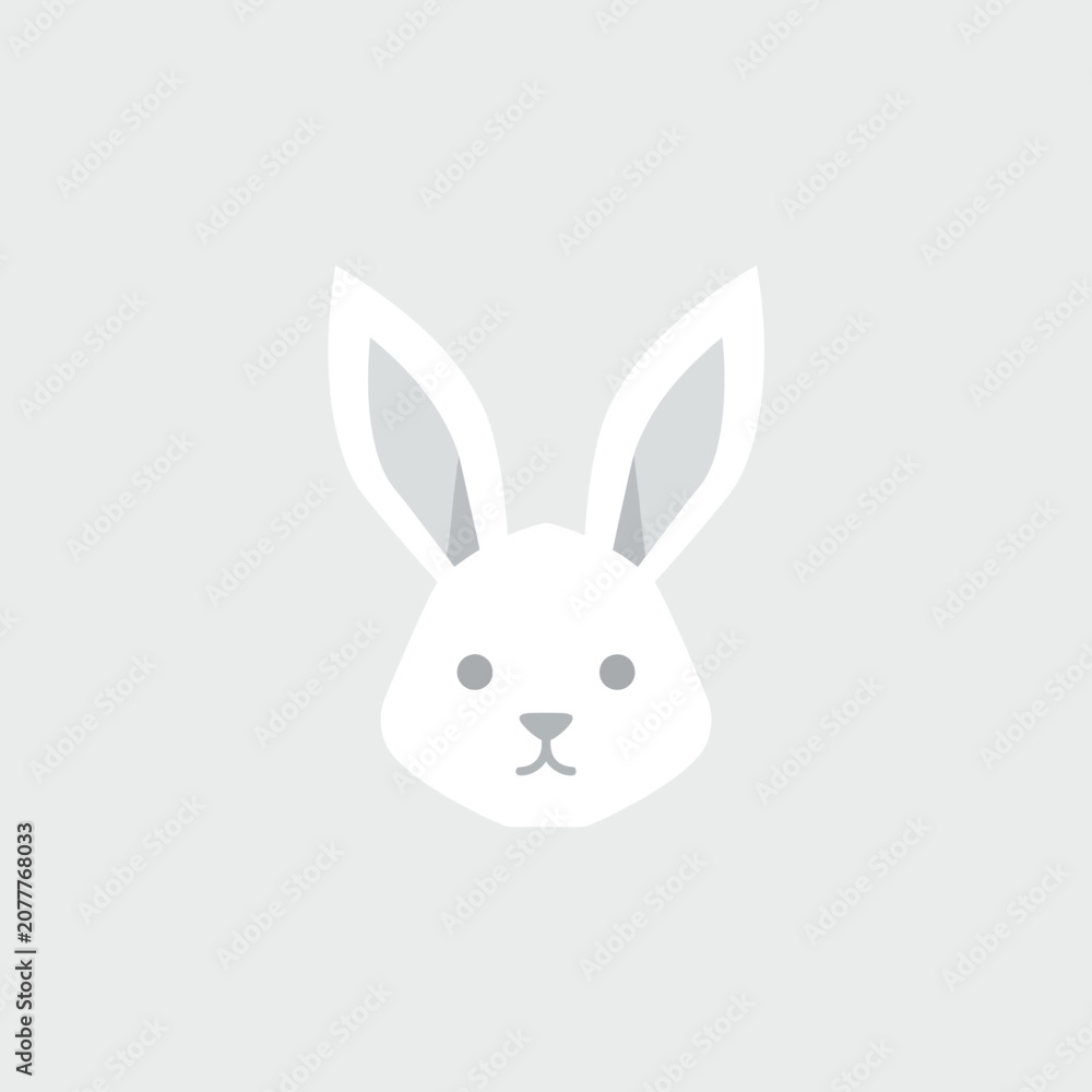 Fototapeta premium A minimalist graphic illustration of a white rabbit head on a light gray background