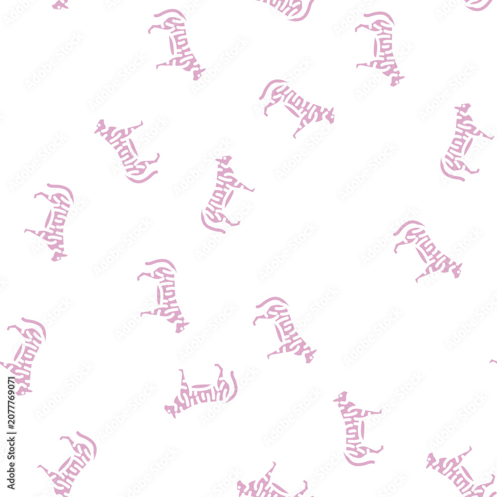 Fototapeta premium tiger animal glyph vector seamless pattern. tiger animal signthin illustration
