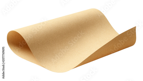 Blank folded brown kraft paper mockup isolated on transparent background