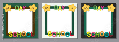 Foto First Day of School Photo Frame Template with Colorful Classroom Border for Kids
