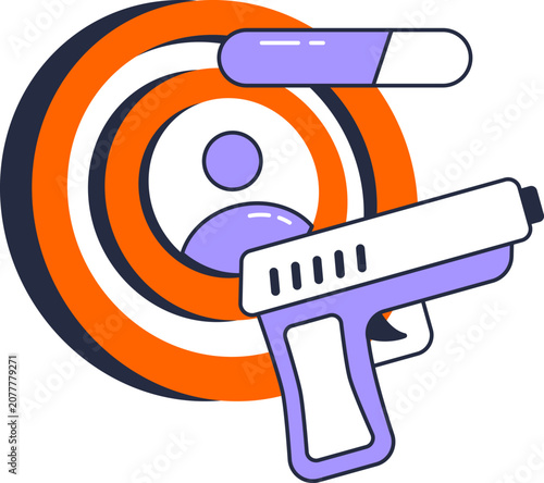 Obraz na plátně Target and handgun with person silhouette for shooting practice and marksmanship