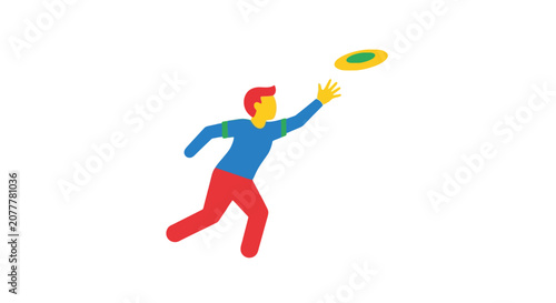 Minimalist Illustration of a Person Playing Frisbee