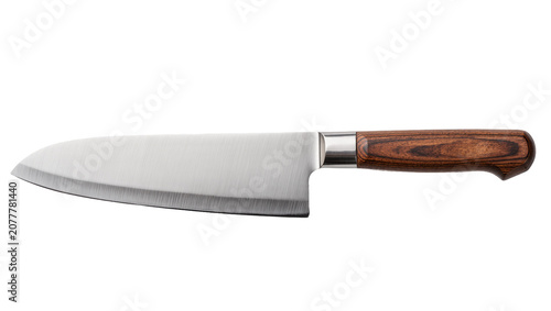 Fotografía Chef s knife with brushed steel blade and wooden handle