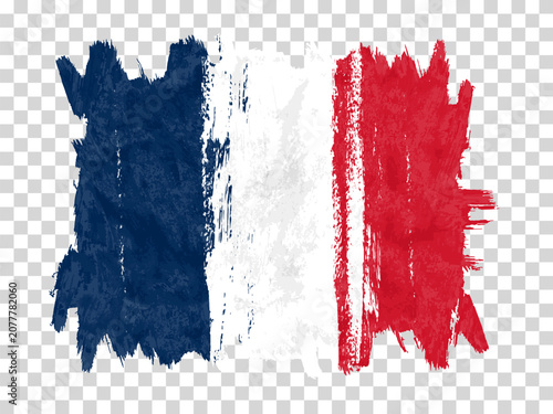 Flag of France, brush stroke background.  Flag France on white background. Watercolor style for your design, app, UI.  EPS10.