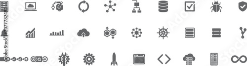 DevOps icon set. Solid icon collection. Vector illustration.