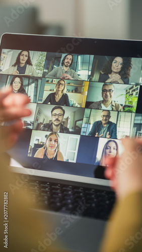 Working and communicating via video call on a computer