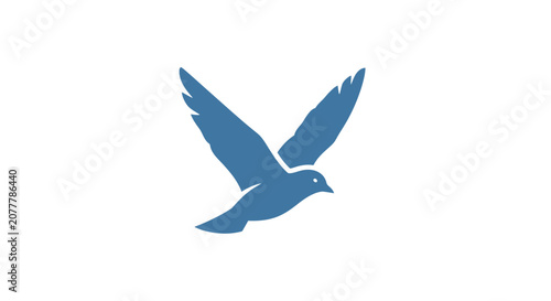 Blue bird silhouette flying with wings spread wide.