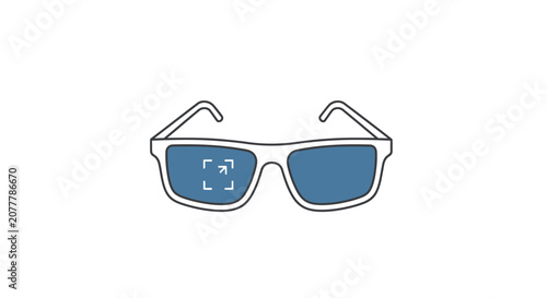 Modern Sunglasses Displaying Digital Information Overlay.
