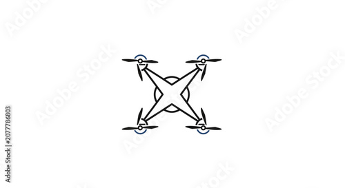 Simple Drone Icon Top View Black Outline.