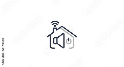 Smart Home Sound System Icon with Wi-Fi and Power.
