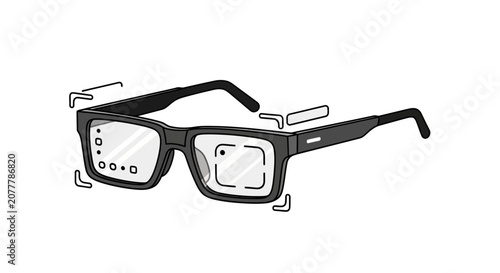Smart Glasses with Digital Display and Futuristic Interface.