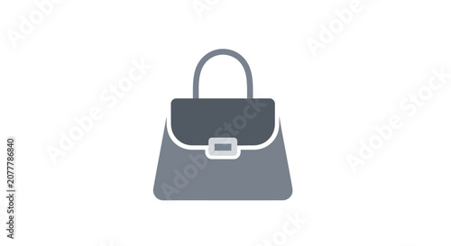 Stylish Gray Handbag with Silver Clasp Icon.