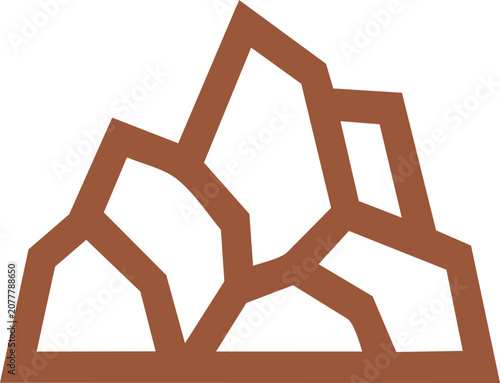 Geometric brown low poly mountain rocks icon design