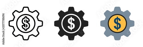 Fényképezés Financial optimization and management icon featuring a mechanical gear with a dollar sign, clean vector illustration for finance, automation, business, and investment systems