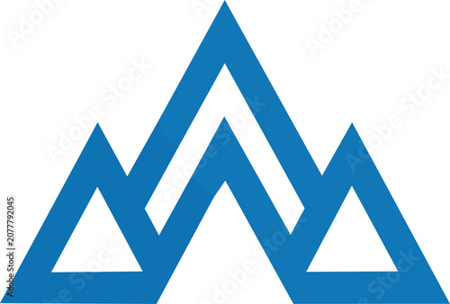 Geometric blue mountain peaks triangle abstract icon vector