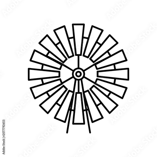 Black and white windmill wheel illustration.