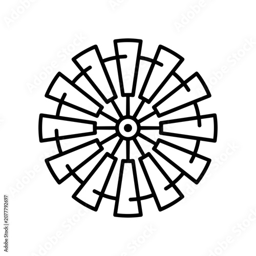 Black and white windmill wheel design.