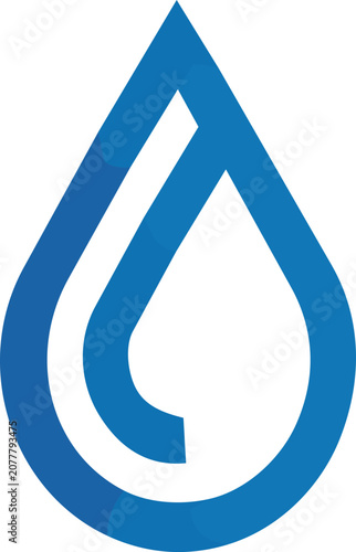 Blue water droplet drop icon vector line art design