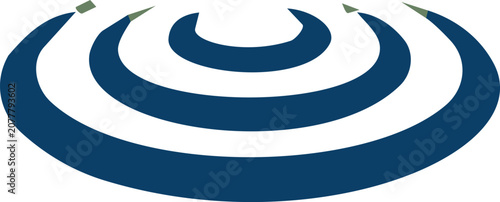Concentric blue circles ripple water wave abstract icon