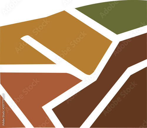 Geometric abstract land plot fields icon vector design