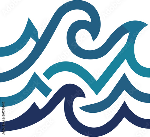Abstract blue sea ocean waves icon vector illustration