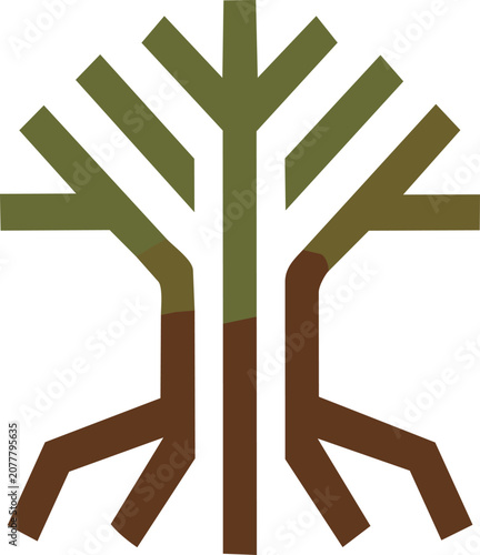 Abstract geometric tree with roots logo icon vector