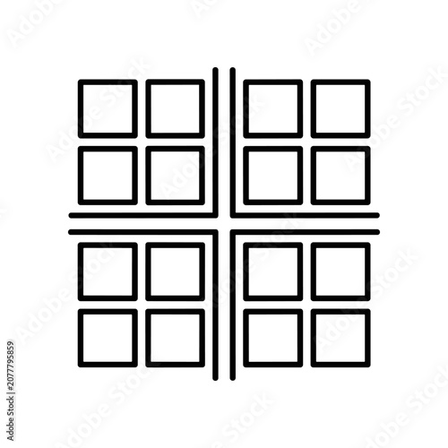 Black lines forming square grid pattern.