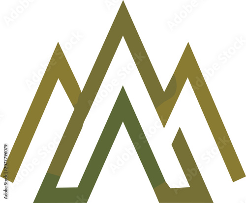 Abstract golden geometric mountain peaks icon vector illustration