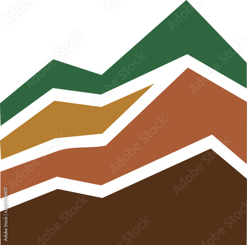Layered abstract colorful hills mountains icon vector design
