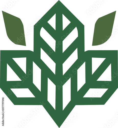 Geometric green abstract leaf plant logo design icon