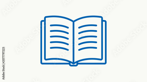 A simple blue line icon representing an open book for educational design projects