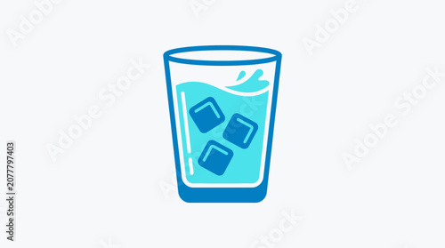A simple illustration of a glass filled with cold water and ice cubes