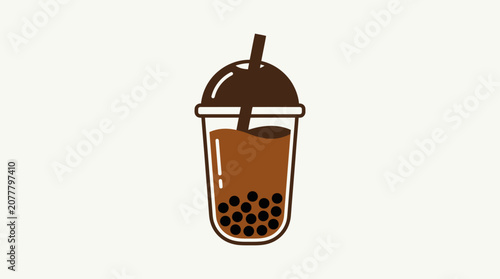 A simple illustration of a refreshing cold beverage with dark round pearls inside
