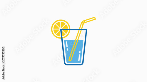 A simple vector illustration of a refreshing glass of citrus fruit juice drink