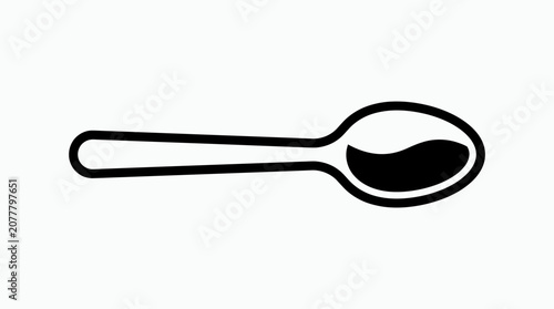 A simple black and white illustration of a kitchen spoon icon