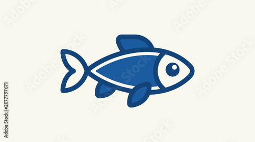 A simple blue fish icon illustration on a light background