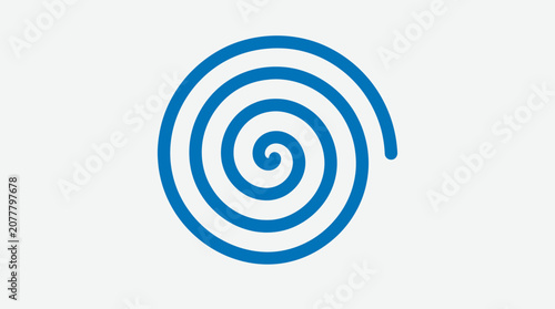 A simple blue spiral shape centered on a plain white background