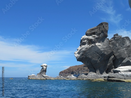 The rocks in the sea of the Coronado island in Loreto, Baja California Sur, Mexico
