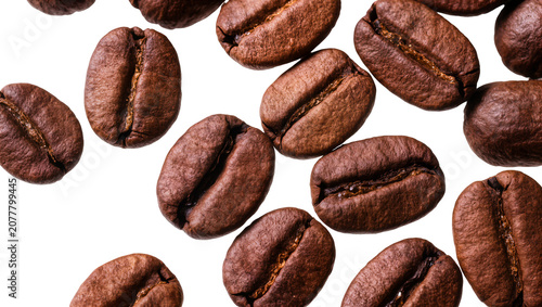 Foto Roasted coffee beans with rich brown color, isolated on transparent background