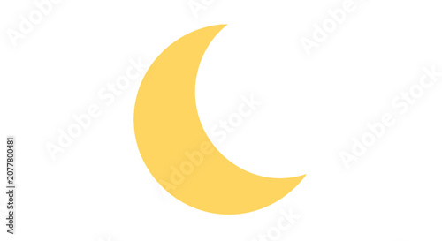 Minimalist representation of a yellow crescent moon against a stark white backdrop