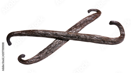 Konstfotografi Two dried vanilla bean pods crossed