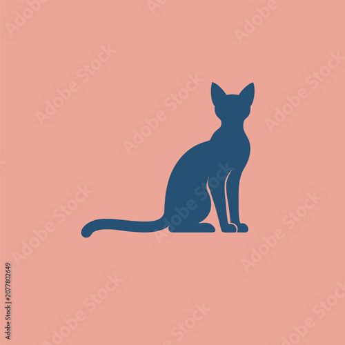 Fotografie Oriental shorthair cat logo vector art silhouette illustration mockup template