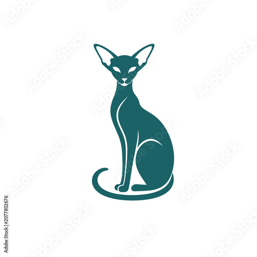 Obraz na płótnie Oriental shorthair cat icon vector art silhouette illustration.