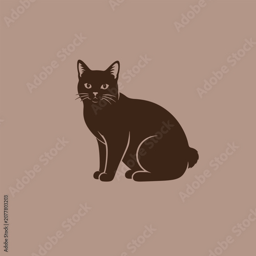 Tableau sur toile Manx cat vector icon silhouette illustration mockup template.