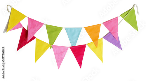 Fotografía Colorful triangle bunting flags on string for party decoration